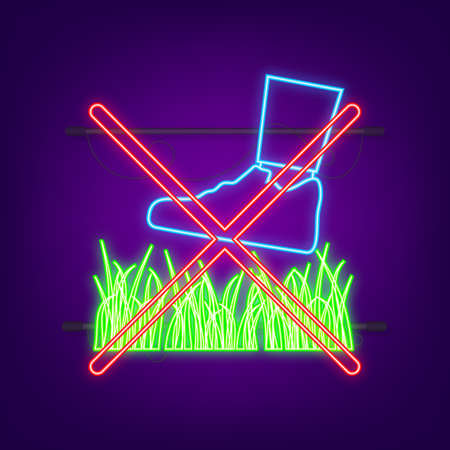 Do on green background. Red sign forbidden. neon iconのイラスト素材