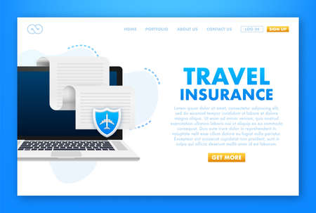 Travel insurance in flat style. Isometric vector illustration. Health insurance conceptのイラスト素材