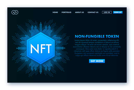 Flat illustration with nft laptop screen. Banner vector. Flat design. Vector design artのイラスト素材