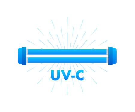 Uv-c sterilization device. lamp with ultraviolet rays. Vector illustration.のイラスト素材