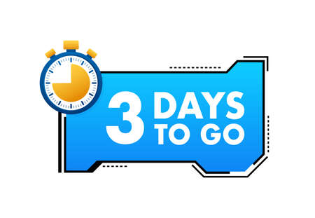 3 Days to go. Countdown timer. Clock icon. Time icon. Count time sale. Vector stock illustration.のイラスト素材