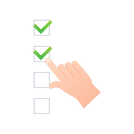 Online survey, checklist. Internet surveying. Vector stock illustration.のイラスト素材