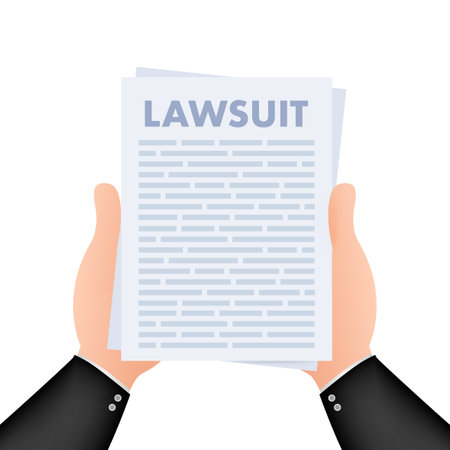 Lawsuit paper. Law document process. Vector stock illustration.のイラスト素材