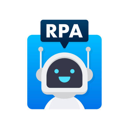 RPA Robotic process automation. Artificial intelligence, machine learning. Vector stock illustration.のイラスト素材