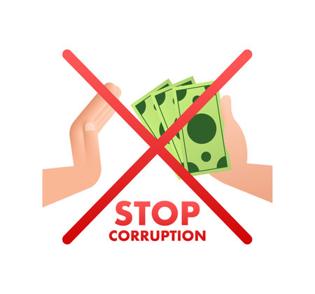 Stop corruption. Hand Giving Money. Anti-corruption sign. Vector stock illustration.のイラスト素材