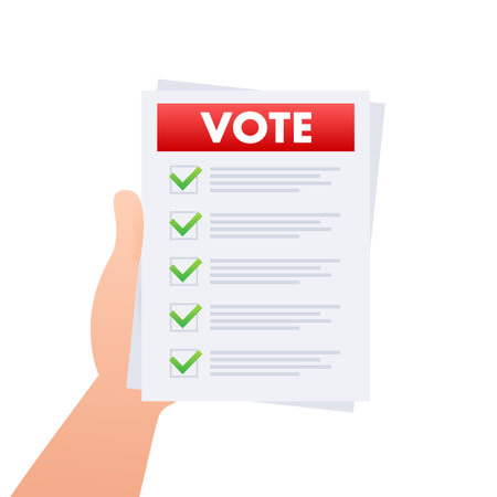 Voting ballot box. Online vote. Vector stock illustration.のイラスト素材