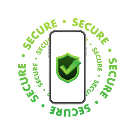 Data Protection on smartphone, privacy, and internet security. Vector stock illustration.のイラスト素材