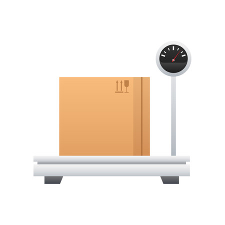 Electronic weight scale for cargo. Platform scale. Shipping. Vector stock illustrationのイラスト素材