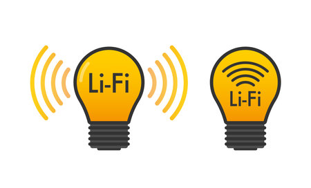 Li-fi wireless. Light Fidelity. Internet and networking. Vector stock illustration.のイラスト素材