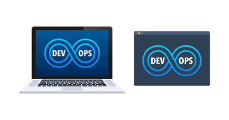 Devops software development methodology. Dev Ops Software. Vector stock illustration.のイラスト素材
