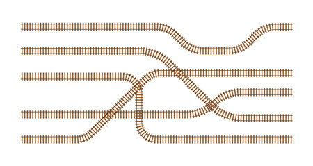 Railroad tracks. Railway train track. Rails and sleepers. Vector stock illustration.のイラスト素材