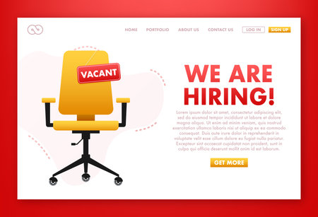 We are hiring label. Join Our Team. Office Chair, Vacant. Vector stock illustration.のイラスト素材