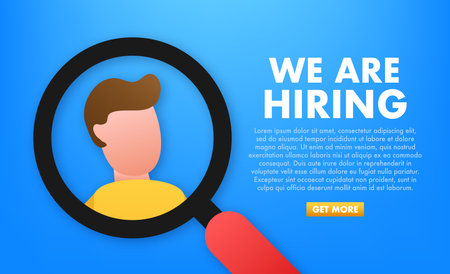 We are hiring label. Join Our Team. Office Chair, Vacant. Vector stock illustration.のイラスト素材