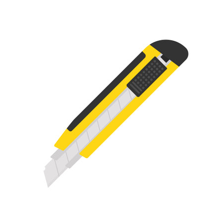 Stationery knife. Hand tools sign, label. Vector stock illustrationのイラスト素材