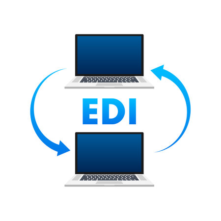EDI - Electronic Data Interchange sign, label. Data Interchange. EDI icon. Vector stock illustration.のイラスト素材