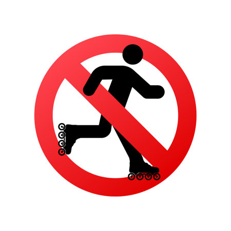 No roller skates sign, label. Warning icon. Vector stock illustrationのイラスト素材