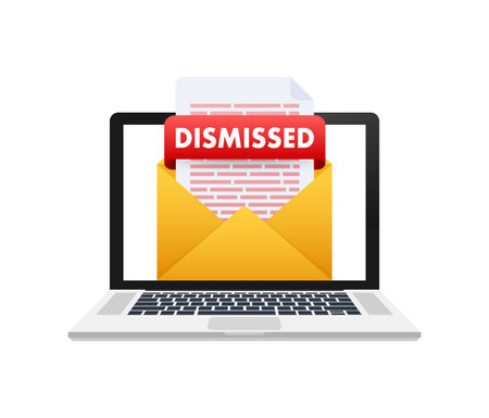 Dismissal document, dismissed stamp. Getting fired. Vector stock illustration.のイラスト素材