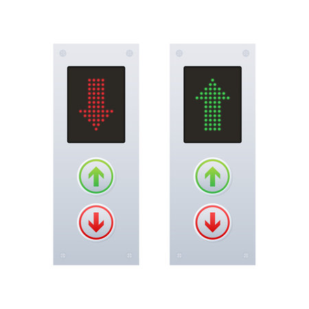 Button call elevator, lift. Finger on the button. Vector stock illustration.のイラスト素材
