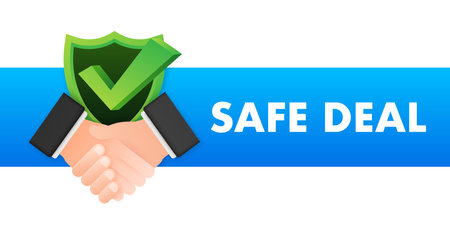 Safe deal. Check mark icon. International agreement. Vector stock illustration.のイラスト素材