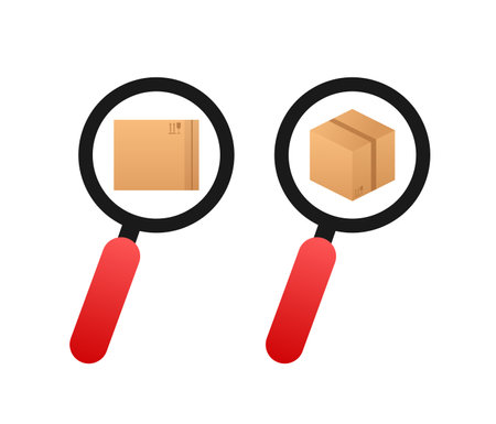 Track order delivery package. Parcel tracking. Search Box Icon.のイラスト素材