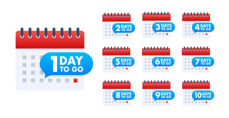 Days countdown. Days to go 1 2 3 4 5 6 7 8 9 10. The days left badges set. Product limited promoのイラスト素材