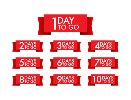 Days countdown. Days to go 1 2 3 4 5 6 7 8 9 10. The days left badges set. Product limited promoのイラスト素材