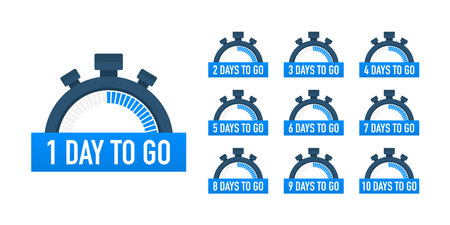 Days countdown. Days to go 1 2 3 4 5 6 7 8 9 10. The days left badges set. Product limited promoのイラスト素材