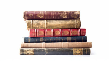 Books isolated on white background. Generative AIの素材