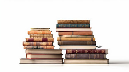 Books isolated on white background. Generative AIの素材