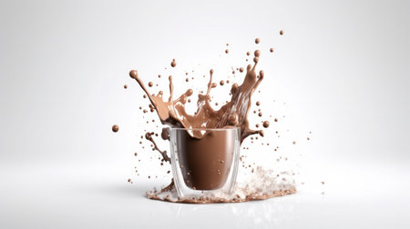 chocolate milk splash 3d on a white background. Generative AIの素材