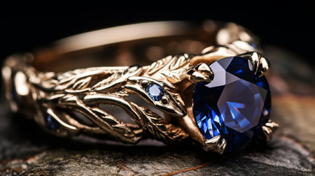 Close up of sapphire ring. Generative AIの素材
