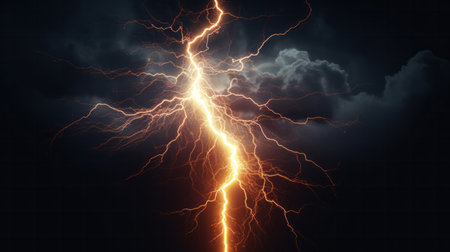 Flash of lightning on dark background. Generative AIの素材