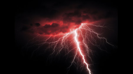 Flash of lightning on dark background. Generative AIの素材