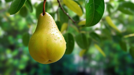 Fresh pear on a branch. Generative AIの素材