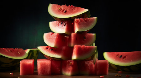 Fresh watermelon slices. Generative AIの素材