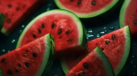 Fresh watermelon slices. Generative AIの素材