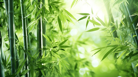 Green bamboo nature background. Generative AIの素材