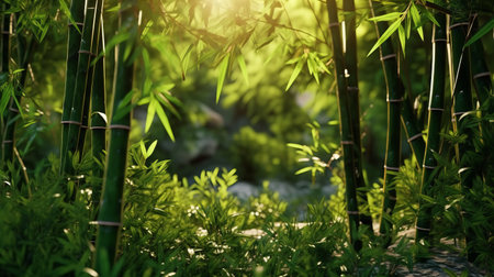 Green bamboo nature background. Generative AIの素材