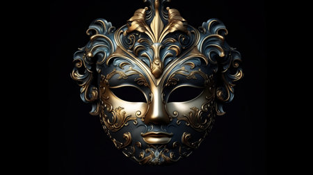 Luxury venetian mask on dark background. Generative AIの素材