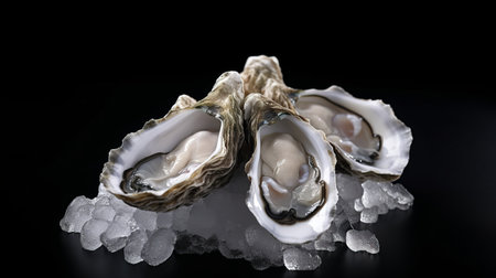 Raw oysters with ice. Generative AIの素材