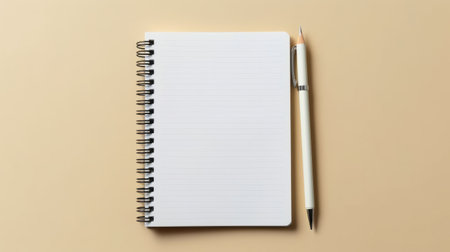 White empty notebook with pen top view. Generative AIの素材