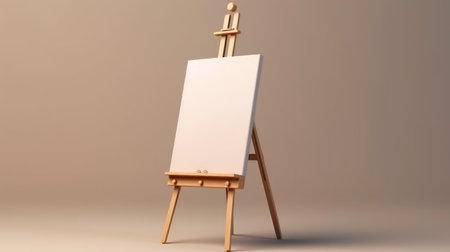 Wooden easel with blank canvas on white background. Generative AIの素材