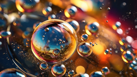 Abstract background with soap bubbles. Generative AIの素材