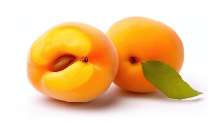 Apricot isolated on white background. Generative AIの素材