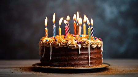 Birthday cake with candles. Generative AIの素材