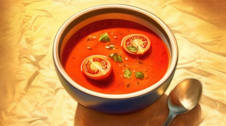 Bowl of tomato soup. Generative AIの素材