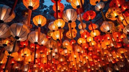 Chinese lanterns. Generative AIの素材