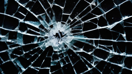 Close-Up of a Cracked Glass Window. Generative AIの素材
