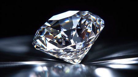 Close-up of a large shiny diamond. Generative AIの素材