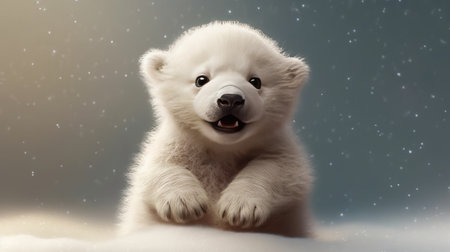 Cute baby polar bear. Generative AIの素材
